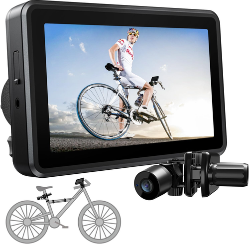 Specchietto retrovisore manubrio bici, telecamera posteriore bicicletta con funzione visione notturna HD da 4,3'' - Foto 10 di 12