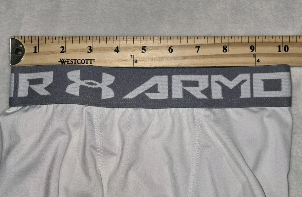 Under Armour Heatgear Leggings Pants White Boys Fitted Small - Image 3 of 4