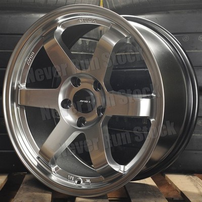 AVID.1 AV-06 18x8.5 5x114.3 +35 OFFSET HYPER BLACK TE 6 SPOKE SPORT 4 WHEELS SET