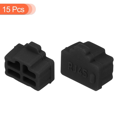 15pcs RJ45 Port Duct Covers Caps Plugs Protector for Laptop PC Ethernet Black - Photo 3 sur 4