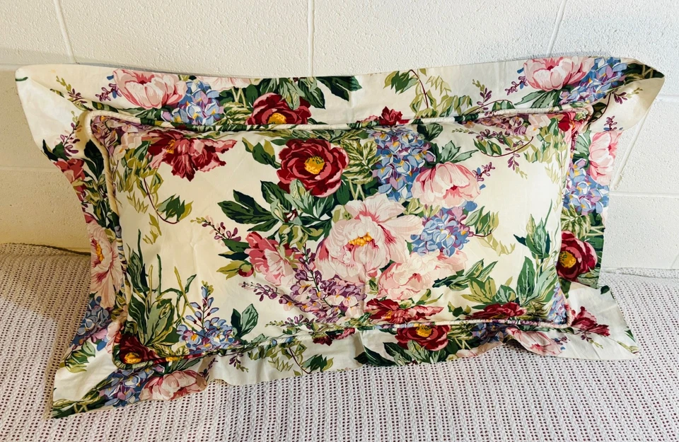 Funda de Almohada Allison Floral Con Volantes King Cottage Algodón Borde con Cordón De Colección Foto 4 de 4