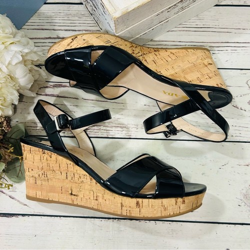 Prada calzature donna wedge cork vernice slingback sandals NEW EUR 41 11 USA - Picture 3 of 10