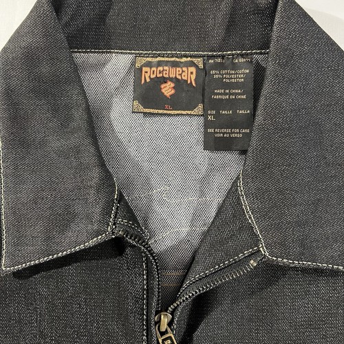Vintage Rocawear Jacket Mens XL Denim Black Dark Wash Full Zip Hip Hop 90s Y2K - Picture 3 of 6