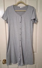 EKOUAER Dress Women's SZ M Gray Button Fit & Flare Soft