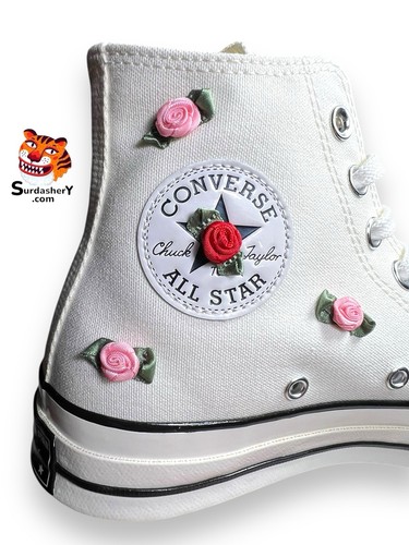 CONVERSE Chuck 70 Valentine's Roses High Top Shoes Women’s Size 9.5 - Picture 7 of 23