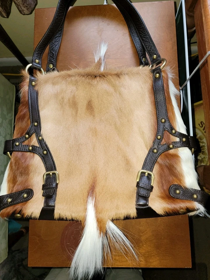 Bolso de cuero de piel de antílope Diane Gail Springbok con doble asa Foto 2 de 4