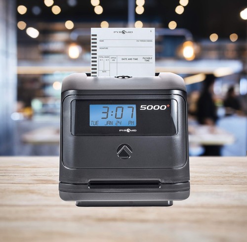 Pyramid Time Systems - Model 5000 Auto Totaling Time Clock, Employee in/Out T... - 第 2/2 張圖片