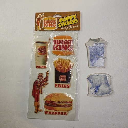 Vintage Burger King Puffy Aufkleber 1982 Restaurant Werbung ZUSTAND PRÜFEN - Bild 3 von 3