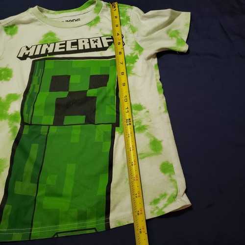 Minecraft Creeper Kids Boys Green Tie Dye T Shirt Size Small 6/7 - Picture 3 of 5