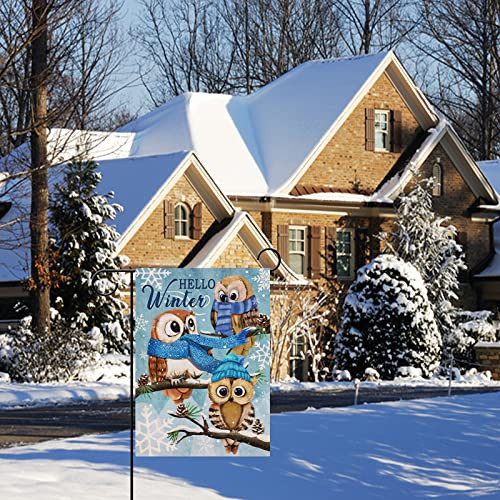 Home Decorative Hello Winter Owls Family Garden Flag, Animals Yard Outside - Picture 2 of 7