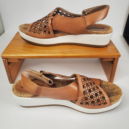 Pikolinos Womens Sandals Mykonos Criss Cross Brown Leather Sz 39 US 8.5 - Picture 3 of 10
