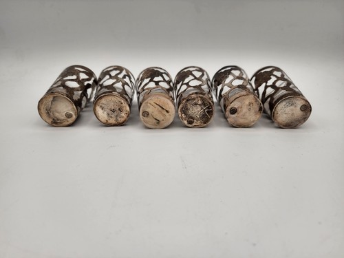 Vintage Set of 6 Mexico Glass with Sterling Silver 925 Overlay Glasses JMN - Picture 2 of 3