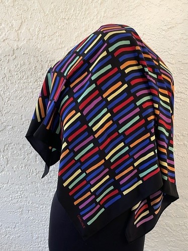 CARLISLE 36" Square Silk Scarf w/ Hand Rolled Edges Rainbow - Picture 4 of 7