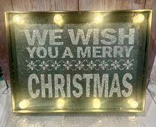 Cracker Barrel Light Up Metal Marquee Sign We Wish You A Merry Christmas Decor