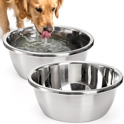2 PCS Large Dog Bowl 1.5 Gallon 190 Oz Stainless Steel Water Food 12 Inch  Wide | eBay