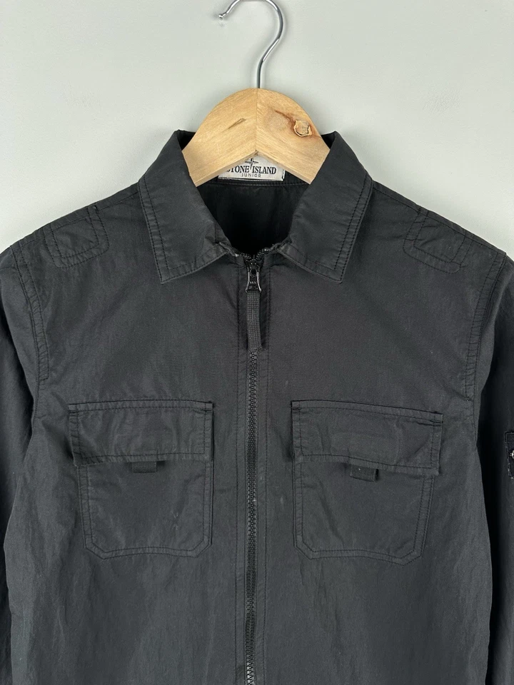 Boys Kids STONE ISLAND JUNIOR Overshirt Jacket Full Zip Black Size 12/156 - Image 3 of 4
