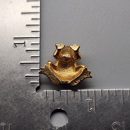Vtg Green Enamel Frog Brooch Scatter Pin Gold Tone Rhinestone AVON Tie Tack READ - Picture 9 of 9