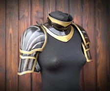 Gothic women pair of pauldrons and metal gorget for women knight Armor Costume