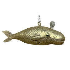 Great Whale Glass Christmas Holiday Ornament