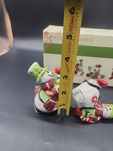 2004 FITZ & FLOYD Holly Jolly Snowman Tumbler Christmas Figurines w/Box Set of 3 - Picture 6 of 9