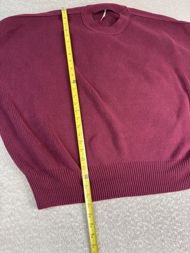 Free People Sweater Womens Medium Burgundy Ribbed Knit Pullover Long Sleeve Boho - Picture 3 of 7
