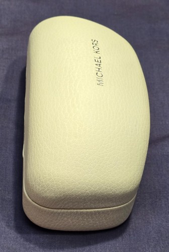 Michael Kors MK White Hard Clamshell Glasses Case Silver Lettering Clean - Picture 7 of 8