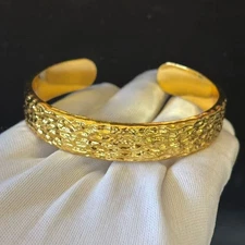Vintage Cuff Bracelet Bangle Gold-plated (NOT SURE) No mark, 8 inch (adjustable)