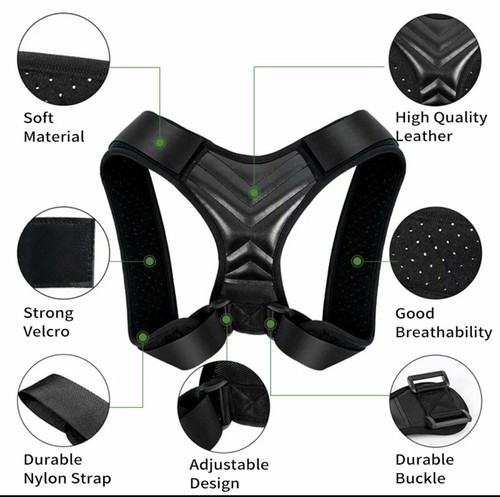 Posture Corrector Back Support Brace Clavicle Upper Neck Pain Relief one size - Foto 2 di 10