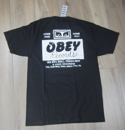 NUEVA CAMISA NEGRA 2025 URBAN OUTFITTERS OBEY RECORDS PARA HOMBRE MEDIANA M! - Imagen 3 de 3