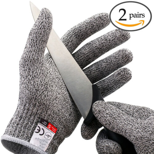 2Pairs Butcher Glove Cut Proof Stab Resistant Safety Gloves Kitchen L5 Protectio