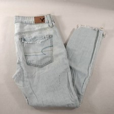 American Eagle Tomgirl Cut Off Button Fly Blue Denim Jeans Womens Size 4