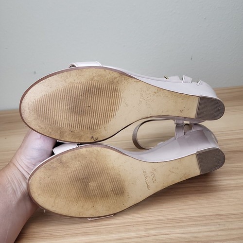 Nine West Womens Off2Worko White Leather Ankle Strap Wedge Heel Size 8.5 M - Picture 4 of 6