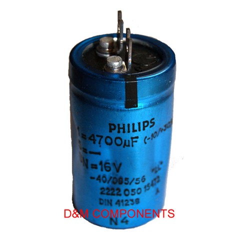 4700uF 16V 85'C Radial Electrolytic Capacitor, PHILIPS, Long Life - 15000 hours - Afbeelding 1 van 1