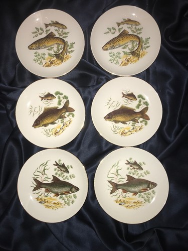 Vintage Israel Naaman Porcelain Platter Fish Serving 13PC Plates Set MINT - Picture 6 of 12