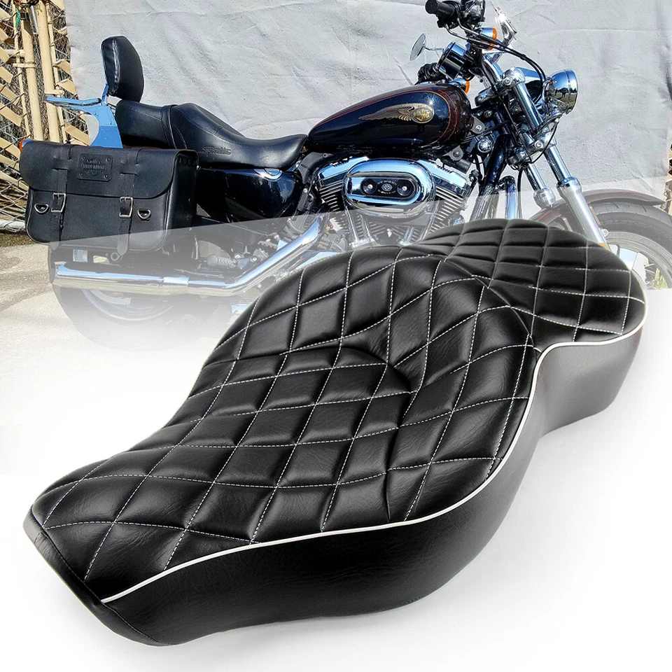 Asiento de dos asientos para conductor de motocicleta pasajero para Harley Sportster 883 1200 2004-2022 Foto 2 de 4