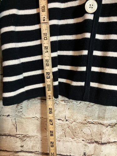 Chaps Sweater Womens XL Button Front Cardigan Navy Striped Nautical Knit Cotton - Picture 6 of 10