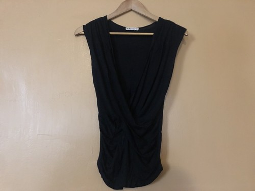 Forever 21 Women's Size Small Tops V Neck Knot Front Green Fitted sleeveless - Picture 9 of 12