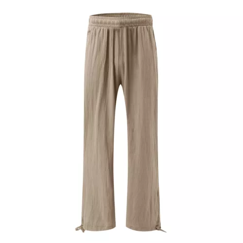 Women Loose High Waist Drawstring Cotton Linen Wide Leg Long Pants With Pockets - Picture 10 of 44