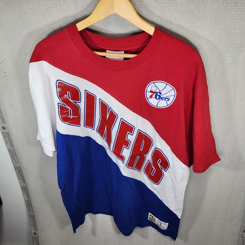 Camisa grande Philadelphia 76ers Mitchell & Ness Sixers roja blanca azul - Imagen 9 de 11