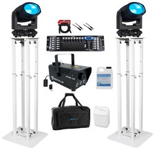 2 American DJ Focus Wash 400 Moving Head Lights DMX Control Stands Fogger Cables