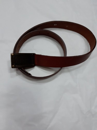 ARMANI JEANS LEATHER BELT LENGTH 97 CM MADE IN ITALY AGED BUCKLE - Picture 2 of 5
