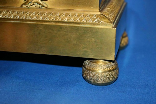 FRENCH FRENCH EMPIRE MANTEL CLOCK PENDULUM BRONZE RAVRIO BRONZE XIX - Picture 7 of 11