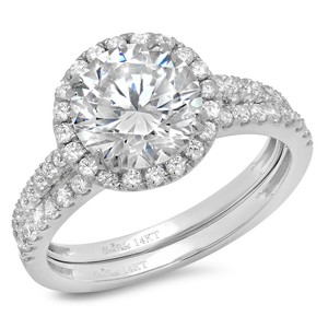 2-57ct-Round-Cut-solitaire-Halo-Engagement-Bridal-Ring-band-set-14k-White-Gold