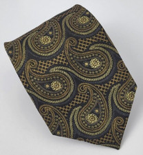 Alexander Julian Polyester Tie Gray Gold Black Paisley Men Necktie 56 x 3.1/8