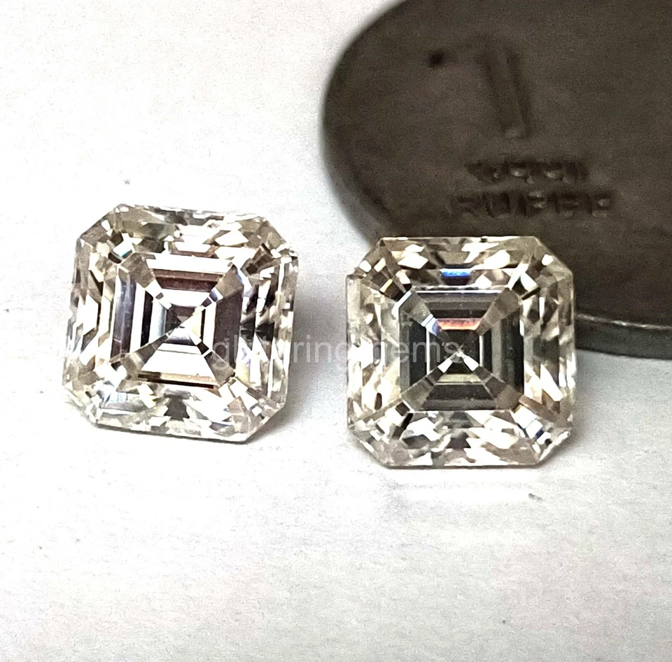 2 Ct CVD Loose White Color Diamond Pair Asscher Certified VVS1 Gemstone - Image 2 of 4