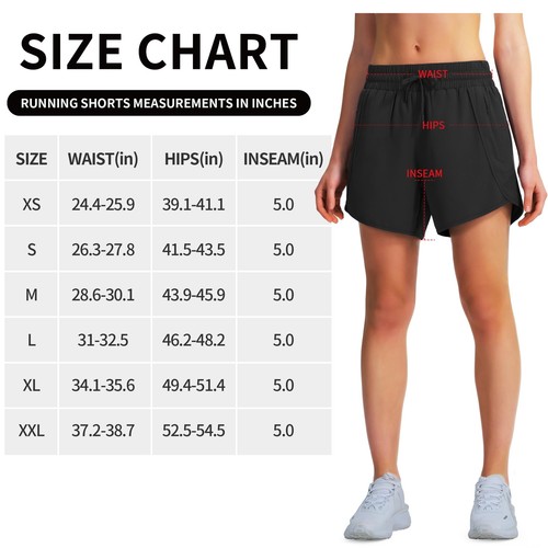 Women's 5" Athletic Running Shorts Quick Dry Zipper Pockets UPF 50+ Black - Picture 6 of 6