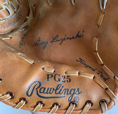 Vtg Rawlings PG25 Greg Luzinski 12" Leather RHT Baseball Glove Mitt Basket Web - Picture 3 of 11