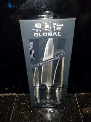 Global G-257 - 3 Pc Kitchen Knife Set CROMOVA 18 YOSHIKIN ...