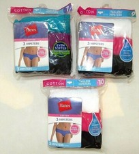 HANES Women's Tagless Cotton Hipsters 3-Pack Size 7, 9 10 Style D41LAS