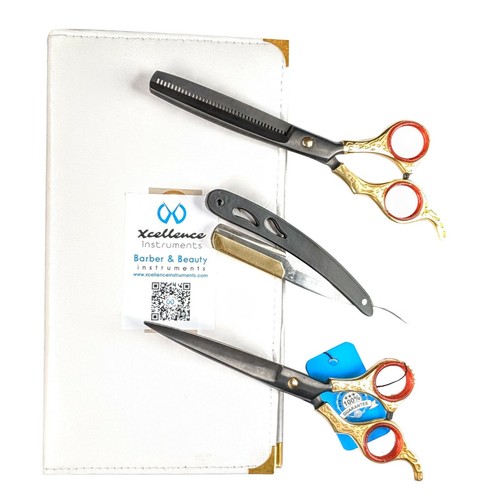 Juego de 4 tijeras de corte de pelo Xcellence peluquería salón, tijeras adelgazantes - Imagen 2 de 10